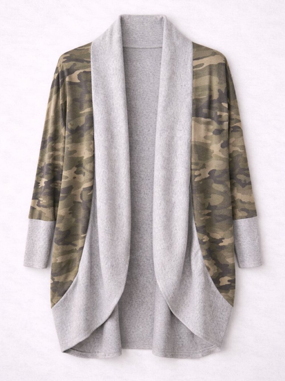 NWT Women's Be Bold Camouflage French Terry Open Front Cardigan Sweater